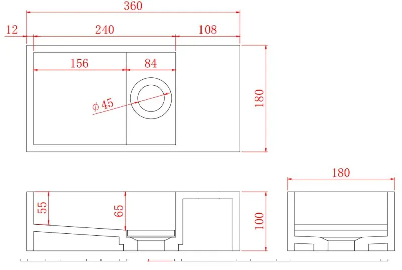 Solid-S Lavabo in solid surface nero opaco L36 x P18 x H10 cm con coperchio, modello a destra senza foro per rubinetto 1208954164