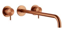 Waterevolution Flow 3-hole Built-in Washbasin Faucet PVD Copper with spout 25 cm T1163FCPE-25