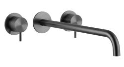 Waterevolution Flow Rubinetto lavabo da incasso a 3 fori PVD Gun metal con bocca 25 cm T1163FGME-25