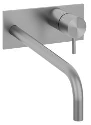 Rubinetto da incasso per lavabo Waterevolution Flow con placca di copertura interamente in acciaio inox con bocca di erogazione da 21 cm T1161BIE-21