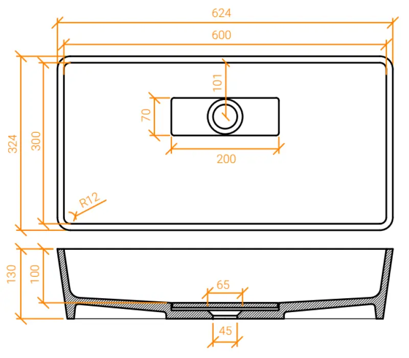 Solid-S City Lavabo da appoggio, bianco opaco, 62x32 cm, con scarico nascosto 1208954250