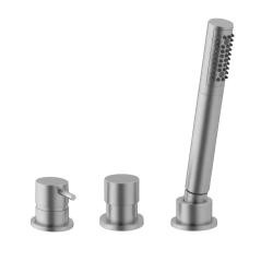 Waterevolution Flow Rubinetto da Bagno a 3 Fori per Montaggio su Fianco Vasca in Acciaio Inossidabile T138SBIE