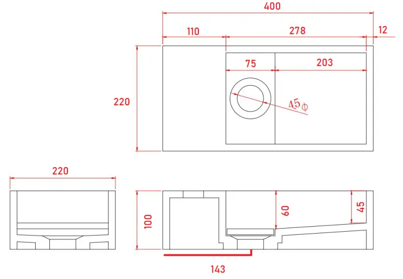 Fontana in superficie solida Solid-S Marble B40xP22xH10cm marmo nero opaco sinistra senza foro per rubinetto 1208954632.