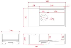 Fonte in superficie solida Solid-S Marble B36xD18xH10cm marmo nero opaco sinistra senza foro per rubinetto 1208954636