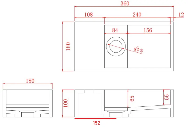 Fonte in superficie solida Solid-S Marble B36xD18xH10cm marmo nero opaco sinistra senza foro per rubinetto 1208954636