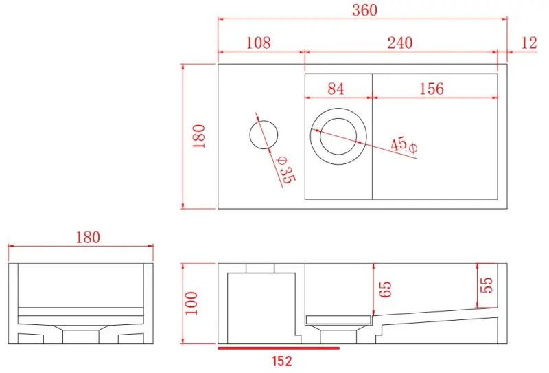Fonte B36xD18xH10cm in Solid-S Marble solid surface, marmo nero opaco, sinistra con foro per rubinetto 1208954637.