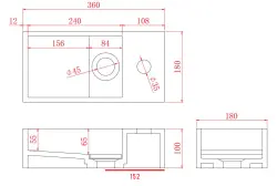 Fonte in superficie solida Solid-S Marble B36xD18xH10cm marmo nero opaco, a destra con foro per rubinetto 1208954638.