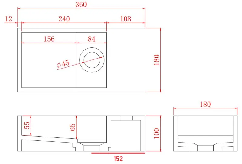 Fonte in superficie solida Solid-S Marble B36xP18xH10cm marmo nero opaco a destra senza foro per rubinetto 1208954639