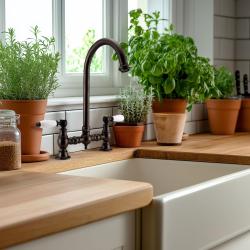 PB Rubinetto da cucina nostalgico a ponte Rame scuro con beccuccio rotondo e manopole bianche 1208954666