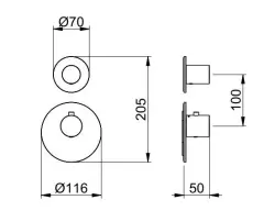 SB 316 AESTHETICS Round Miscelatore termostatico ad incasso con 1 uscita / rubinetto d'arresto PVD Oro spazzolato 1208954895