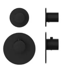 SB AESTHETICS Round Miscelatore termostatico da incasso a 2 uscite / rubinetto d'arresto nero opaco 1208954916