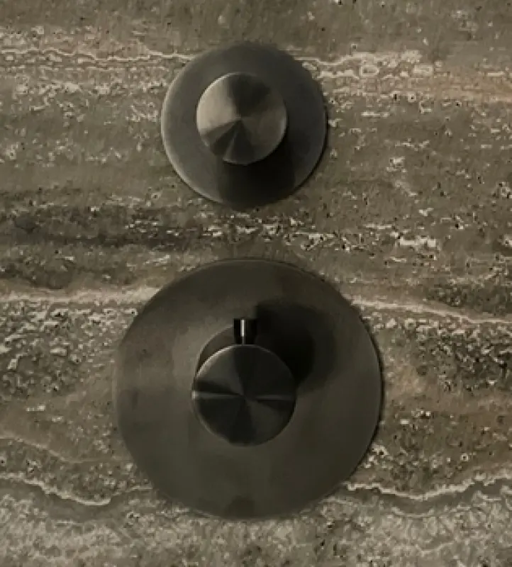 SB 316 AESTHETICS Round Miscelatore termostatico ad incasso con 2 uscite / rubinetto d'arresto PVD gun metal spazzolato 1208954918