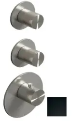 SB AESTHETICS Round Miscelatore termostatico da incasso a 3 uscite con deviatore e rubinetto di arresto nero opaco 1208954954