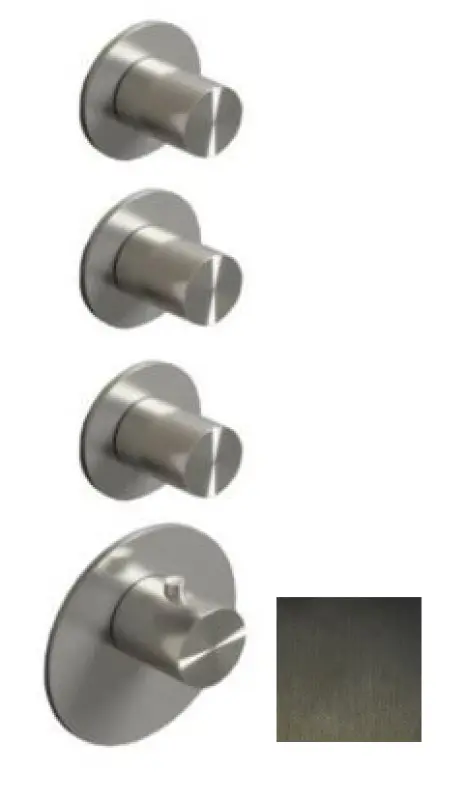 SB 316 AESTHETICS Round Miscelatore termostatico ad incasso con 3 uscite/3x rubinetti d'arresto PVD gun metal 1208954967