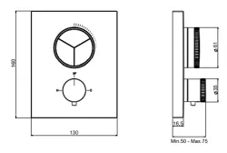 SB Push Square Miscelatore termostatico da incasso con deviatore a 3 vie e regolatore di volume PVD oro 1208955137