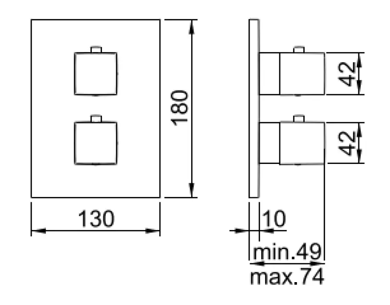 SB Universale Square Miscelatore termostatico da incasso con 2 uscite PVD rame 1208955149