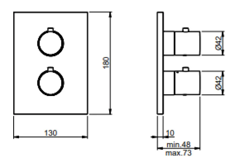 SB Universale Round on Square Miscelatore termostatico da incasso con 2 uscite in acciaio inossidabile 316 1208955192