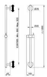 SB Rubinetterie Universale L 1000 Flexi Round asta doccia cromata 1208955231