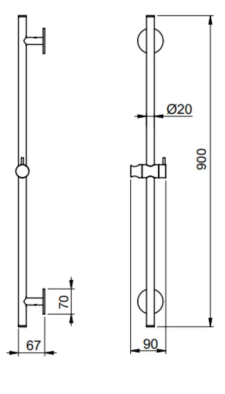 SB Rubinetterie Universale L900 asta doccia completamente in acciaio inossidabile 316 1208955238