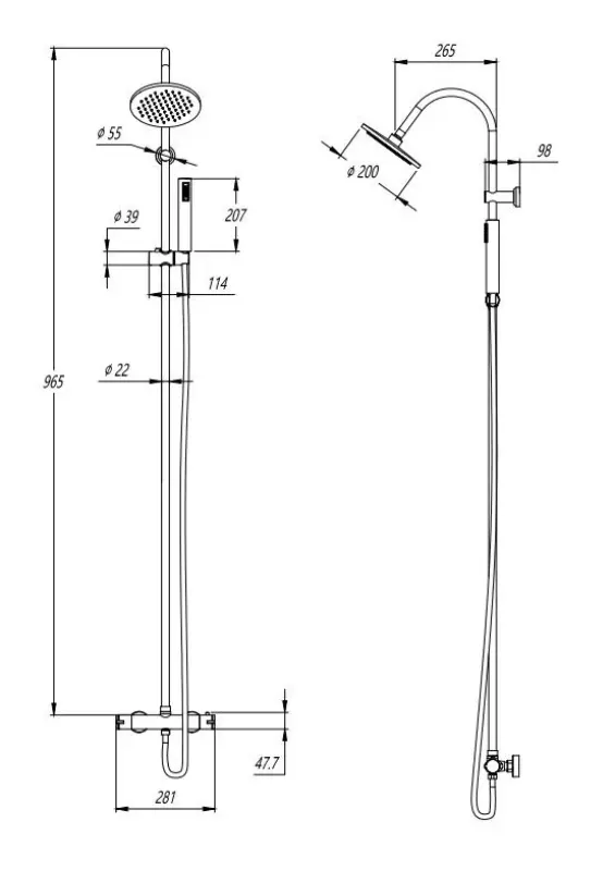 Aquadesign Orly set doccia termostatico con doccia a pioggia cromata