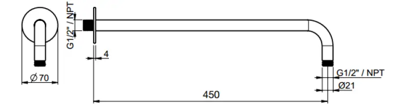 SB Round 316 braccio doccia a parete rotondo 45 cm PVD gun metal 1208955314.