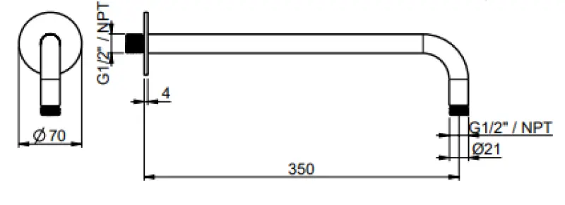 SB Rotondo 316 braccio doccia a parete 35 cm PVD rame 1208955315
