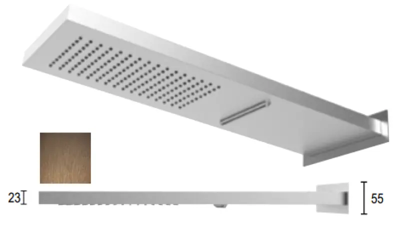 Doccia a pioggia SB Square 316 con attacco a parete e doccia a cascata PVD rame 1208955330.