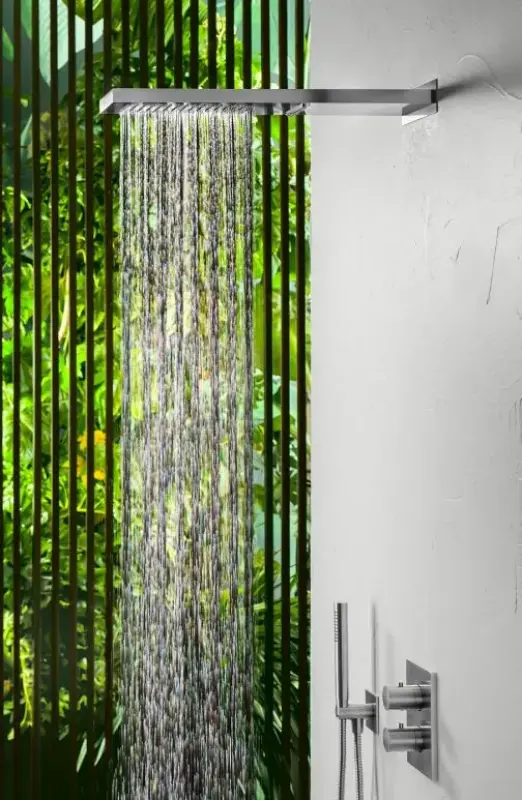 Doccia a pioggia SB Square 316 con attacco a parete e doccia a cascata PVD rame 1208955330.