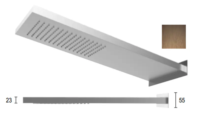 Doccia a pioggia SB Square 316 con attacco a parete, soffione in rame PVD 1208955333.