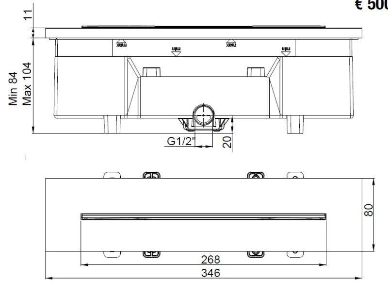 SB 316 Sfiato cascata vasca da bagno incasso in rame PVD 1208955340