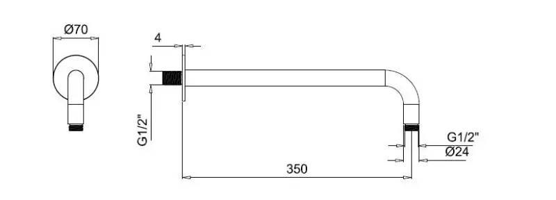 SB Round Set doccia ad incasso interamente in acciaio inox spazzolato 316