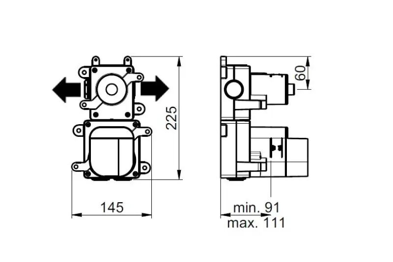SB Round Set doccia ad incasso interamente in acciaio inox spazzolato 316