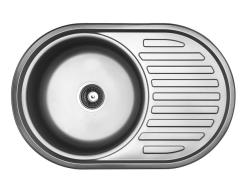 Ausmann Basic Lavello rotondo in acciaio inossidabile con scolapiatti 77x50 cm incluso sifone 1208955523