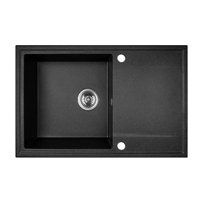 Aquadesign Cesena lavello in granito montaggio sopra piano con scolapiatti reversibile colore nero