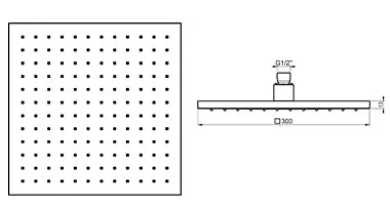 Doccia a pioggia eco air con rubinetteria SB, risparmio idrico, quadrata, cromata, 30x30 cm, 1208955532.