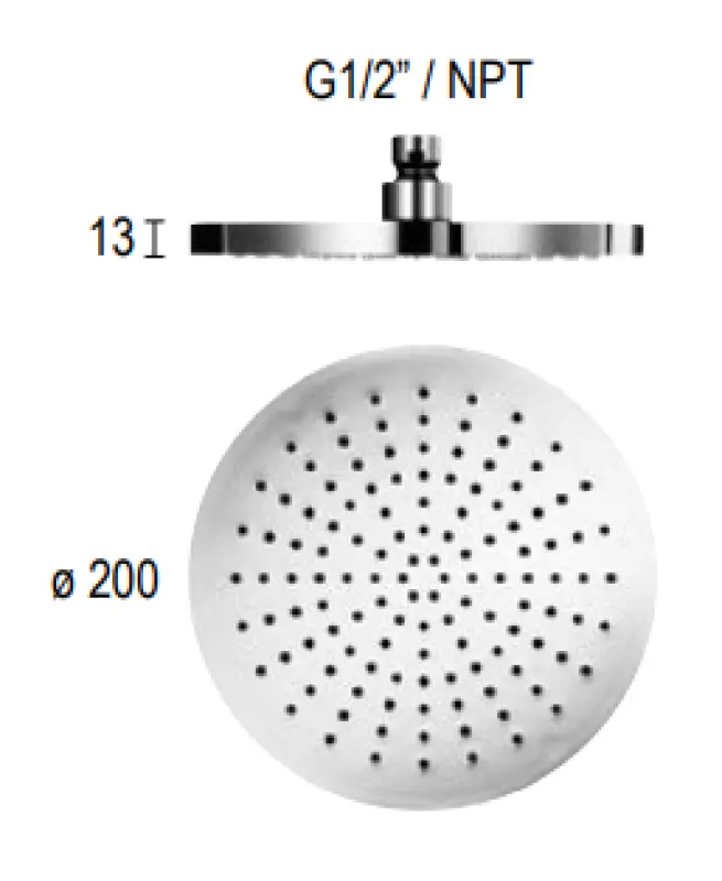 Testa doccia tonda SB Round in plastica da 20 cm cromata 1208955599.