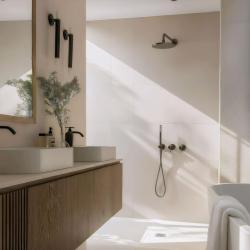 Waterevolution Flow Set doccia ad incasso con termostato soffione a pioggia e doccetta in gun metal