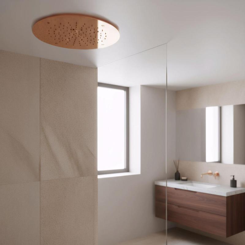 Doccia a pioggia a soffitto SB Round Temptation, 50 cm di incasso, in rame PVD 1208955808.