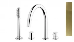 Rubinetto da bagno per montaggio su bordo vasca a 4 fori Waterevolution Flow, completamente placcato in PVD oro chiaro T138WGE.