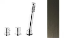 Waterevolution Flusso Rubinetto da Bagno a 3 Fori per Montaggio su Bordi Vasca PVD Gun Metal T138GME