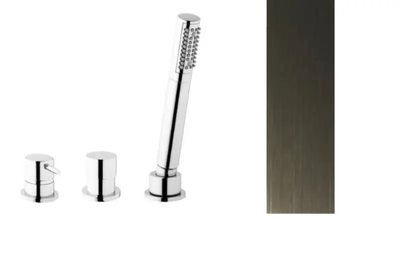 Waterevolution Flusso Rubinetto da Bagno a 3 Fori per Montaggio su Bordi Vasca PVD Gun Metal T138GME