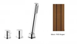 Waterevolution Flow 3-fori Rubinetto da Bagno per Montaggio su Sponda Vasca in Rame Spazzolato PVD T138CPE