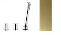Waterevolution Flow Rubinetto monocomando per vasca a tre fori per montaggio su bordo vasca PVD Oro spazzolato chiaro T138WGE