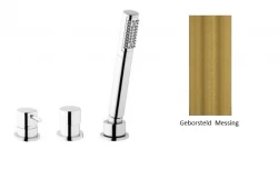 Waterevolution Flow Rubinetto per Vasca da Bagno a 3 Fori per Montaggio su Bordo Vasca Ottone Spazzolato Naturale T138SBLE