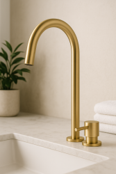 Waterevolution Flow Rubinetto lavabo a 2 fori con bocca alta 200 mm Light Gold T1122UWGE