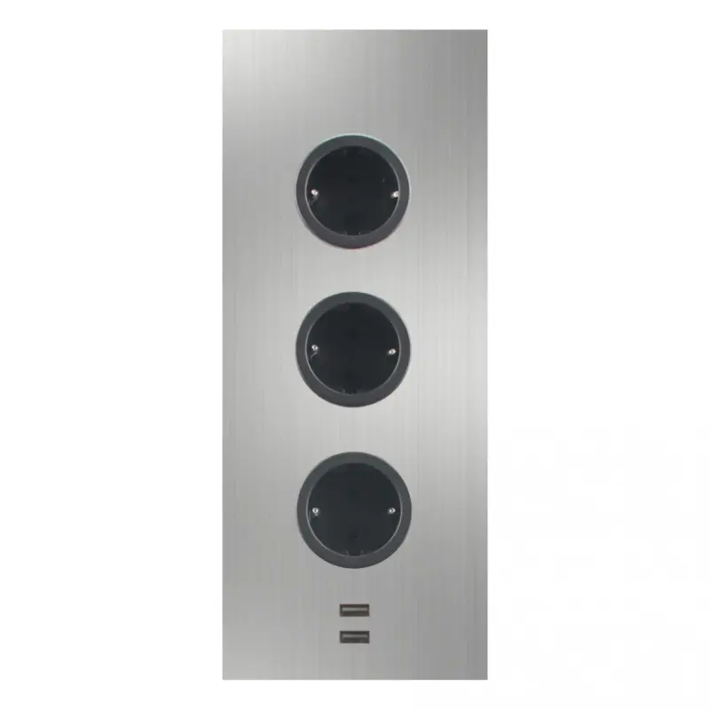 Indux Colonna energetica 3ST29 con 3 prese e 2 connessioni USB in acciaio inossidabile
