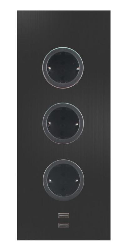 Indux Corner Presa multipla con 3 prese di corrente con messa a terra e doppio caricatore USB-A&amp;C Nero 1208955899