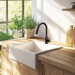 Leeds Quadri Miscelatore da cucina con doccia estraibile 2 modalità di spruzzo nero opaco 1208955907