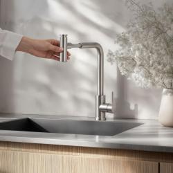 Quadri Cardiff Miscelatore da cucina con doccetta estraibile con 2 tipi di getto in acciaio inox 1208955914