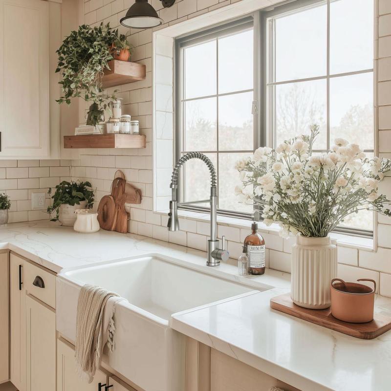 Rubinetto da cucina Quadri Derby con beccuccio flessibile e doccia con 2 tipi di getto cromato 1208955915